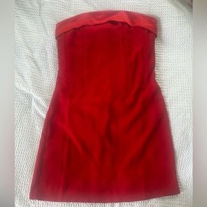 hazel boutique red strapless corset dress